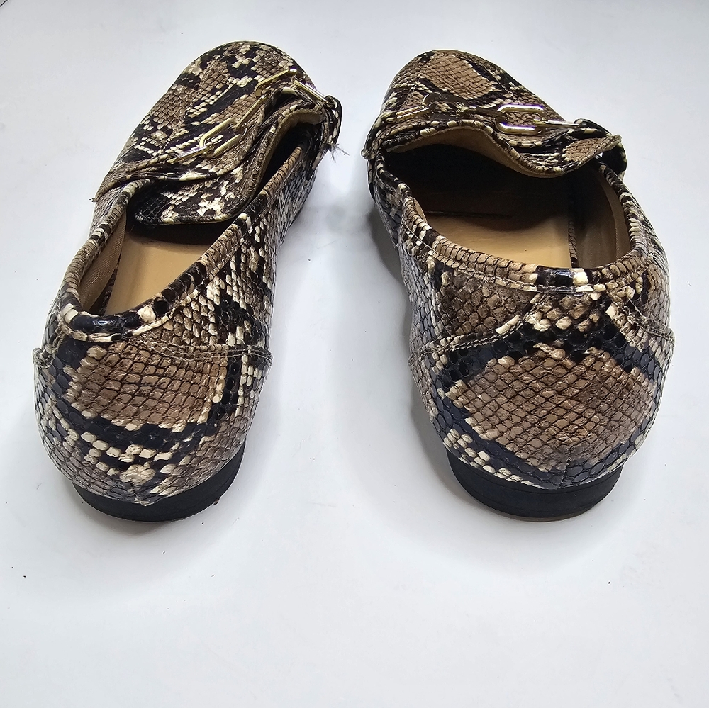Bamboo Snake Print Women's Loafer Size: 7.5 With Fashion Gold Chain - Picture 4 of 7